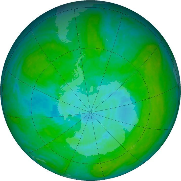 Antarctic ozone map for 23 December 2003